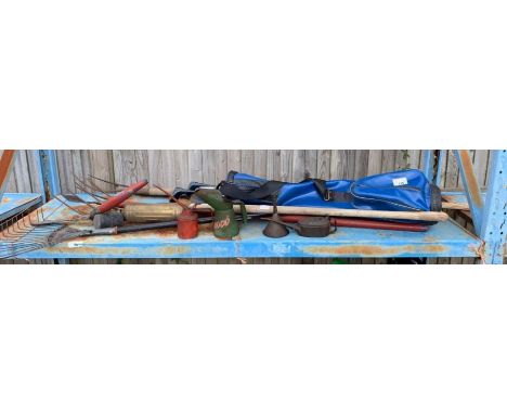 Advertising oil can, brass fire pump and other tools