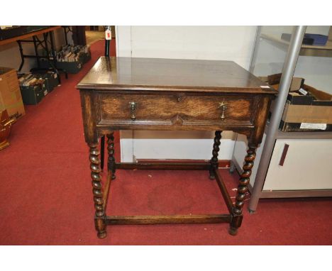 A Mappin &amp; Webb canteen of silver plated flatware, housed in a geometric moulded oak canteen table standing upon barleytw