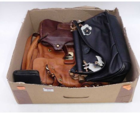A collection of vintage leather handbags, to include Radley