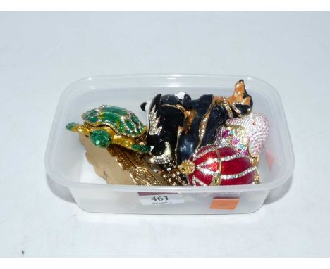 A collection of various modern enamel decorated novelty trinket boxes