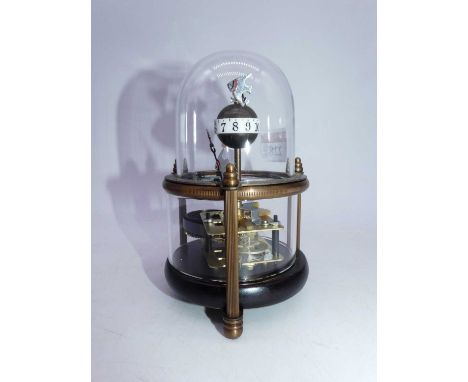 A reproduction clockwork fish automaton clock under dome, h.14cm
