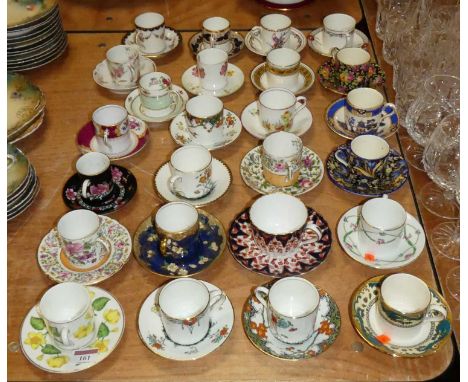 A collection of 19th century and later coffee cans and saucers, factories to include Minton, Spode, Wedgwood, Grimwades etc 