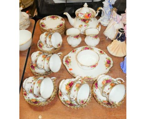 A Royal Albert ten-place setting bone china tea service, in the Old Country Roses pattern