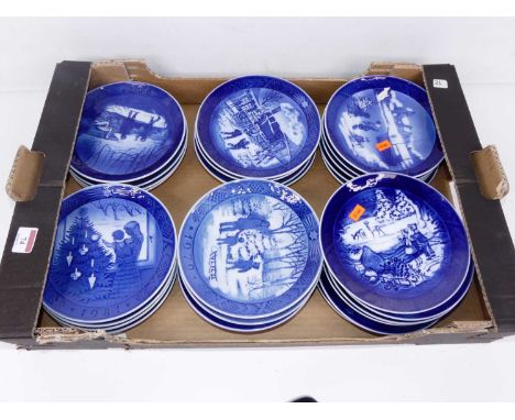 A large collection of Royal Copenhagen Christmas year plates