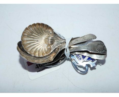 A collection of 19th century and later and silver plated tea caddy spoons (7)