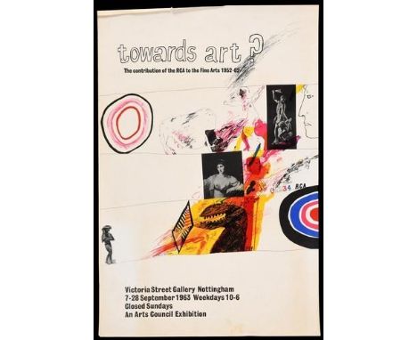 An early poster, by David Hockney, towards art?, the contribution of the RCA to the Fine Arts 1952-62. Held at Victoria Stree