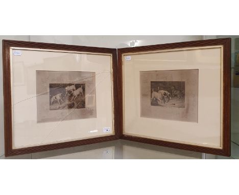 Frank Paton, a pair of 19th century prints of hunting terriers, Not at Home and Rough and Ready, signed in pencil, 20 x 26 cm
