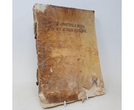 A Spanish ledger book, probably 17th century, velum, previously badly affected by damp and worm, losses throughout 