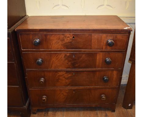 A 19th century mahogany chest, of four graduated drawers, on bracket feet, 103 cm wide 