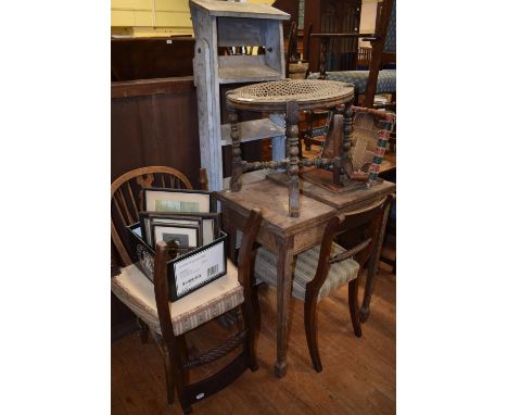 A set of steps, three chairs, three stools and seven prints (qty) 