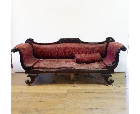 A Regency mahogany sofa, 210 cm wideneeds repair/restoration 