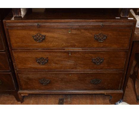 A 19th century mahogany chest, having a brushing slide and three drawers, on bracket drawers, 98 cm wide 