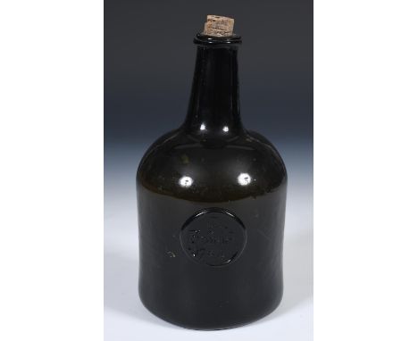 An 18th century wine bottle, with seal reading J. Pitfield, 1784,  23 cm highReport by RBGenerally good condition, unable to 