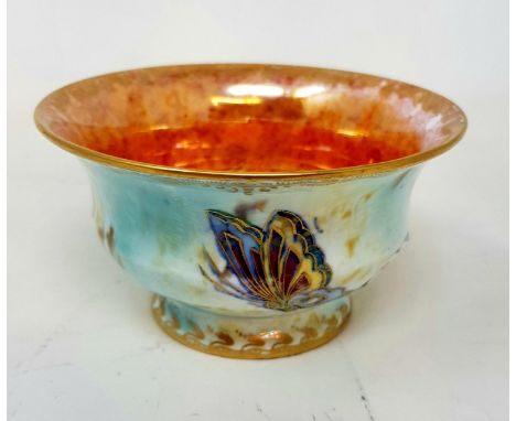 A Wedgwood fairyland luster bowl, decorated with butterfly's, 12 cm diameter, a Royal Copenhagen mouse and bird figure, a Roy