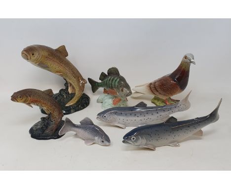 A Beswick pigeon, 1383, three Beswick fish, two Royal Copenhagen fish and two prints of fish (qty)Report by JSThe large Beswi