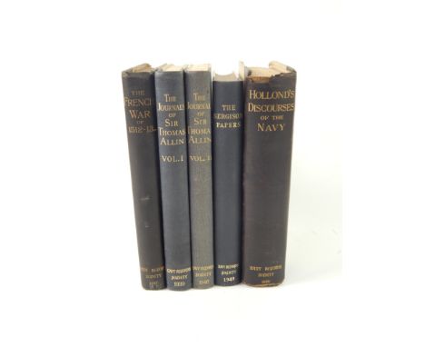 R C Anderson. The Journals of Sir Thomas Allen, 2 vols, blue cloth spine and white boards, published by the Navy Records Soci