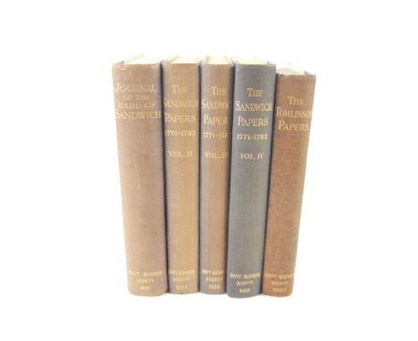R C Anderson.  The Journal of Edward Montague, First Earl of Sandwich, blue cloth spine and white boards, published by the Na