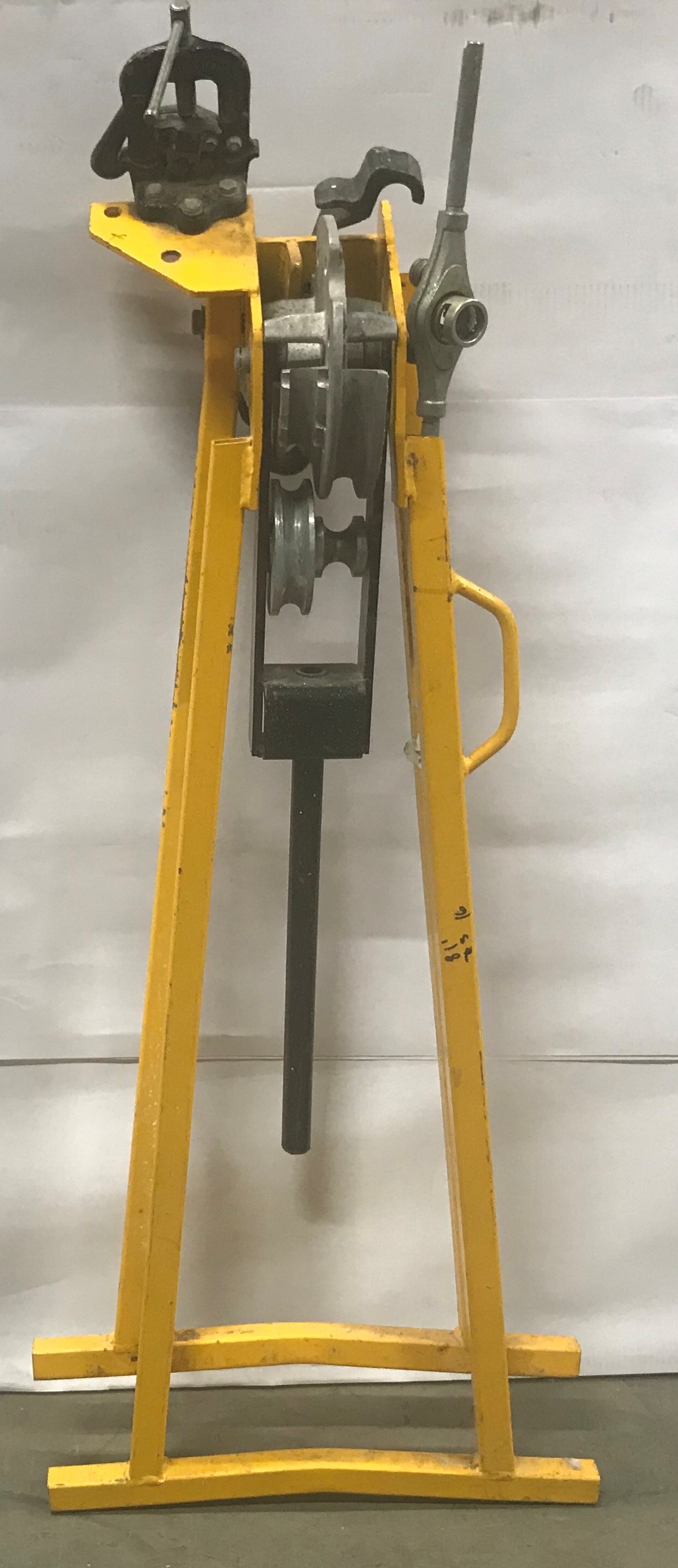 Irwin Hilmar Pipe Bender with Clamp and Stand in Yellow This lot is