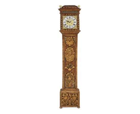 A marquetry longcase clock, late 17th century and laterBrounker Watts, London The case with low caddy top and three gilt wood