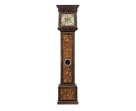 A late 17th century walnut marquetry inlaid longcase clockJeremiah Johnson in Exchange AlleyThe (probably associated) case wi