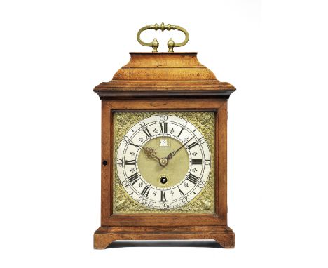 A good and rare early 18th century provincial Walnut quarter repeating table timepieceW. Glover, WorcesterThe inverted caddy 