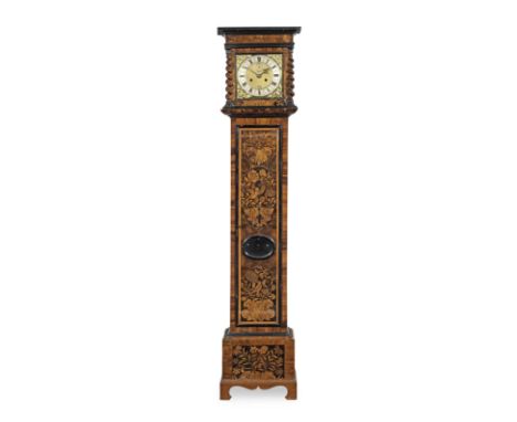 A late 17th century oyster veneered and marquetry inlaid longcase clock with ten inch dialJohn Clowes, LondonThe associated c