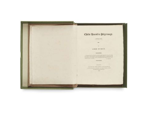  Byron, George Gordon Noel, Lord Childe Harold's Pilgrimage London: John Murray, 1812. Cantos I-II and Poems bound together, 