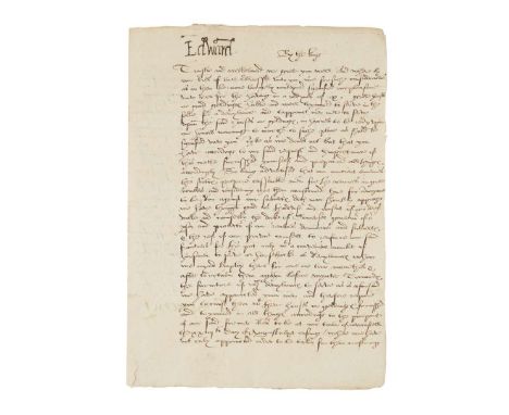  Edward VI (1537-1553), King of England and Ireland Letter signed with woodcut sign-manual, 14 July 1547 single bifolium (29.