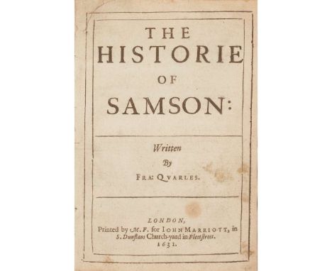  Quarles, Francis The Historie of Samson 4to (17.7 x 11.8cm), [8] 142 pp., A-T4 (-T4, blank), 19th-century purple roan backin