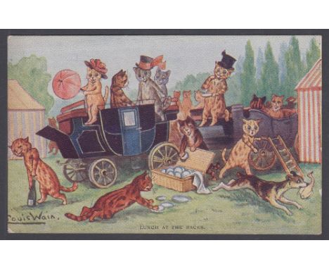 LOUIS WAIN postcard Faulkner series 541D "Lunch at the races"