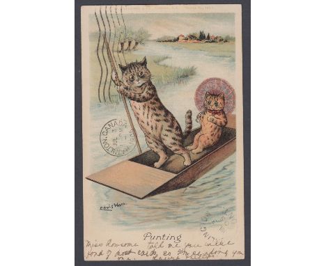 1905 used LOUIS WAIN postcard "Punting" used in Canada