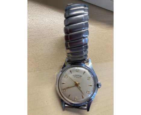 WATCHES : Tissot watch box , working when tested, steel expandable bracelet, Florimont 17 jewels, fine swiss made wristwatch 