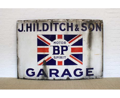 Motoring Interest, Large and Impressive Advertising Enamel Sign "BP" Motor Spirit Early 20th century, further inscribed "J. H