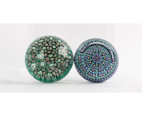 Perthshire Millefiori Paperweight Circa 1990s, faceted top and "P" signature to central cane, together with another domed mil