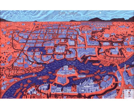 Sir Grayson Perry O.B.E., R.A. (British 1960-) "Our Town"  Printed on polypropylene.In Our Town, Grayson Perry displays an im