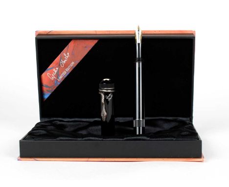 Montblanc "Agatha Christie" Limited Edition Meisterstuck Fountain Pen No. 14678/30000, .925 silver mounted, the snake head cl