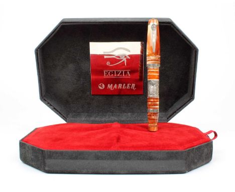 Marlen, Italy "Egizia" Limited Edition Fountain Pen No. 129/588, inspired by Ancient Egypt, banded in resin with .925 silver 