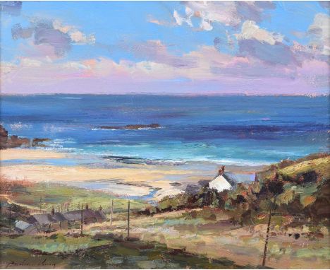 Andrew King (British 1956-) "Morning Light, Sennan" Signed, titled and dated 2012 on artist's label verso, oil on board.28 x 