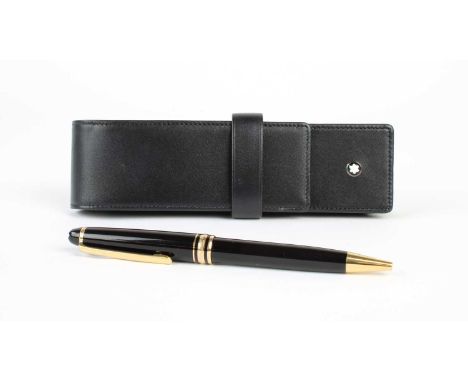 Montblanc "Meisterstuck" Ballpoint/Rollerball Pen With branded two-division leather pouch and a selection of refills and cart