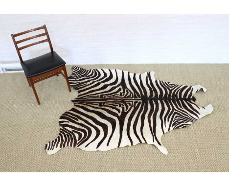 Vintage Zebra Hide Rug Circa 1970s-80s, suede backed.190 x 160cmSome light general wear commensurate with age and use, additi