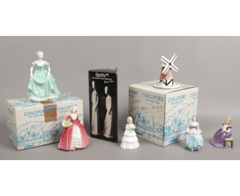 A group of ceramic figures some boxed examples to include Coalport, Royal Doulton and Spode.Condition report intended as a gu