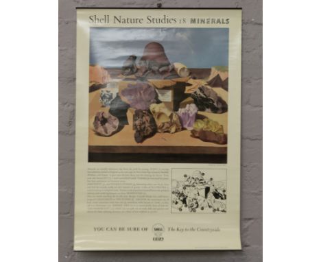 A vintage nature studies education wall chart for minerals, produced by Shell Oil and illustrated by Tristram Hillier.