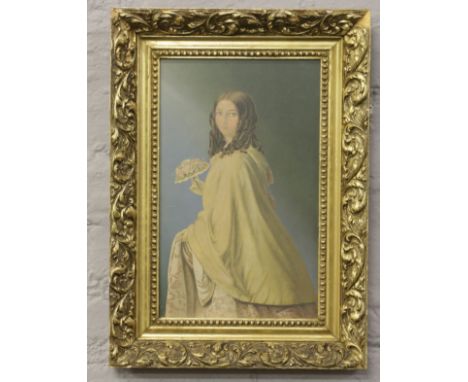 A gilt framed George Baxter print of a young Victoria.
