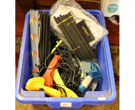 A box of Hornby Micro Scalextric to include track, hand controllers and transformer.