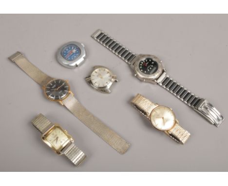 Four vintage wristwatches to include Roamer Incabloc, Sekonda, Provita Extra and two watch heads.