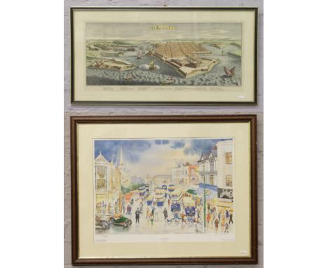 A framed antique coloured engraving map of Malte, along with; John Gilbert limited edition print 299/850, entitled Going Home
