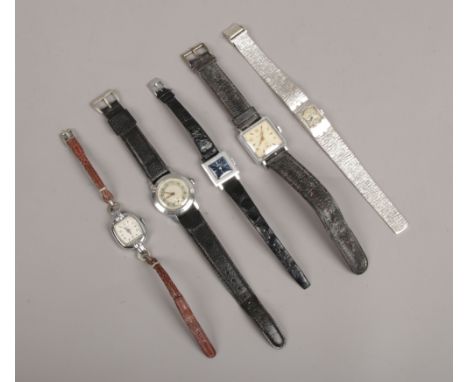 Five vintage manual wristwatches by Timex, Oris, New Mark and Summit etc.