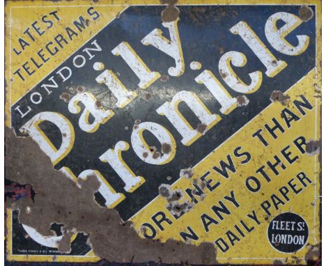 A vintage London Daily Chronicle enamel advertising sign, 76 x 91cm  