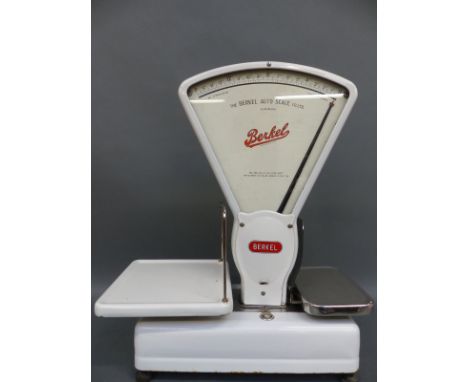 A set of Berkel shop scales with 'new price' scales with pence per pound scale to reverse, height 66cm