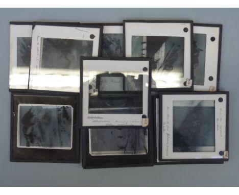 Thirteen magic lantern glass slides of mountaineering interest including Matterhorn and Mont Blanc